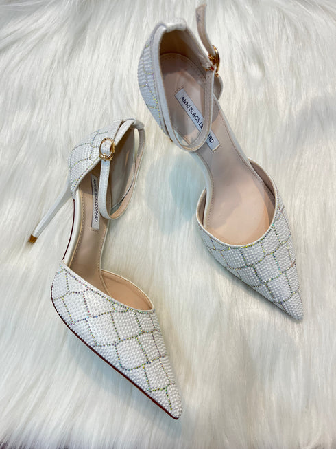 Rhinestone Decor Point Toe Heel